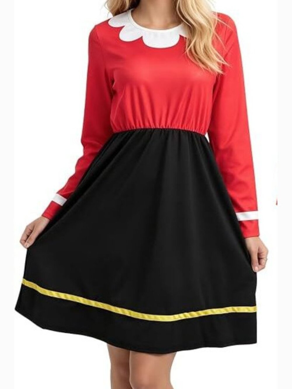 Crewneck Long Sleeve Olive Oyl Costume Dress for Halloween
